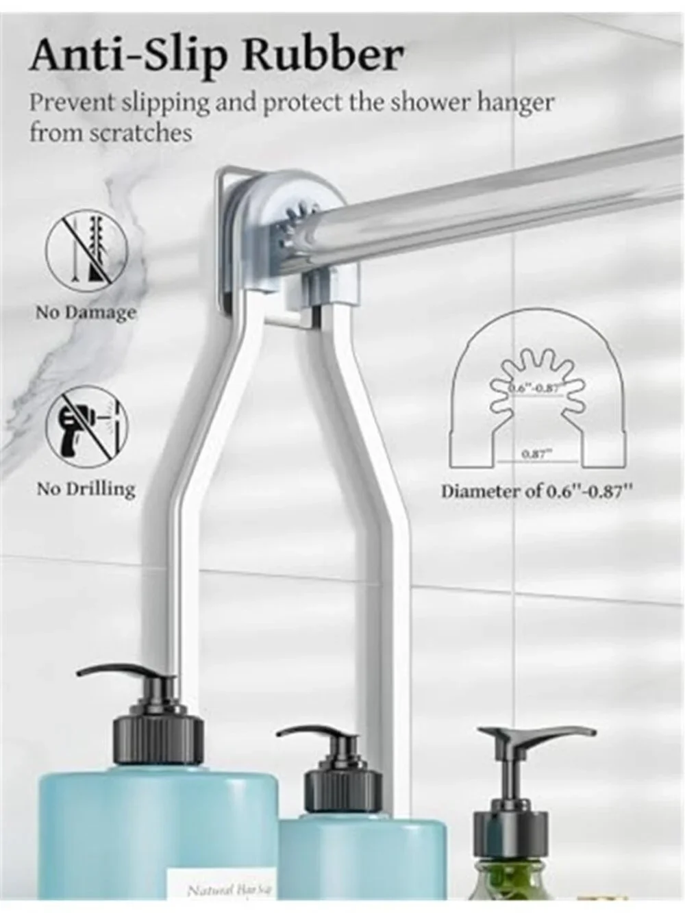 Never Rust Shower Caddy Hanging, Aluminum Shower Racks for Inside Shower, 3-Tier